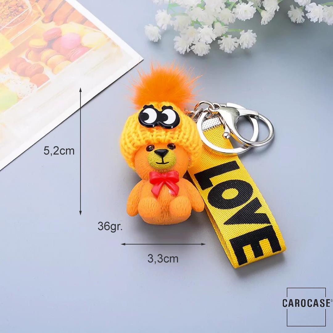 Sweet and cute keychain with real wool hat