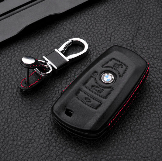 Coque rigide en cuir adaptée à la clé BMW noir LEK48-B5