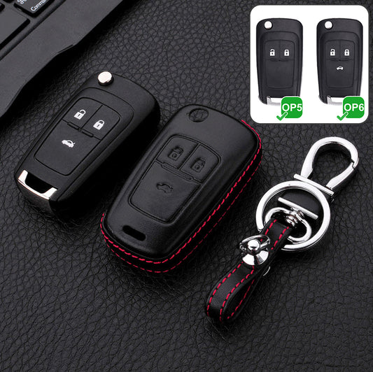 Leather hard shell cover suitable for Opel key black LEK48-OP6