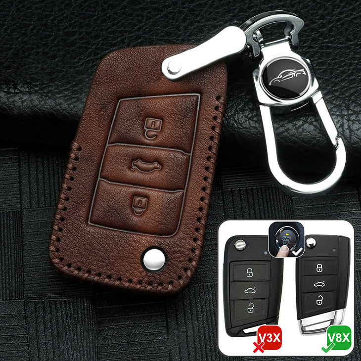 RUSTY leather key cover suitable for Volkswagen key LEK13-V8X