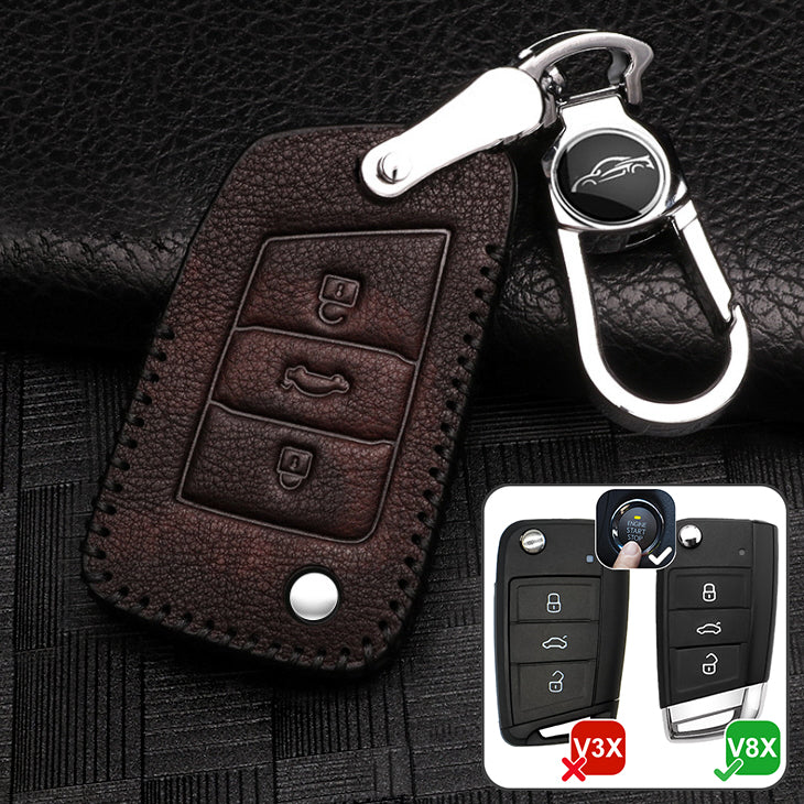 RUSTY leather key cover suitable for Volkswagen key LEK13-V8X