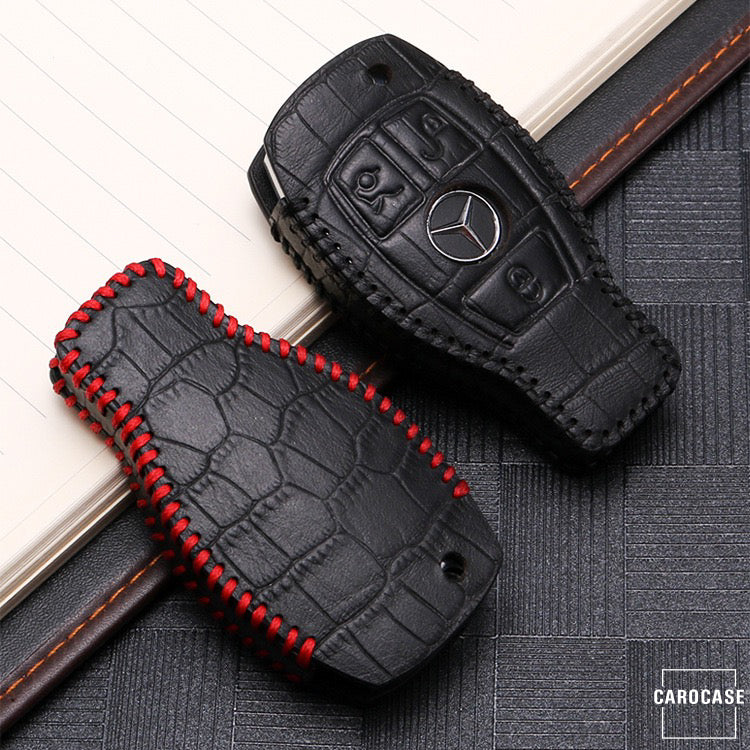 KROKO leather key cover suitable for Mercedes-Benz key LEK44-M8