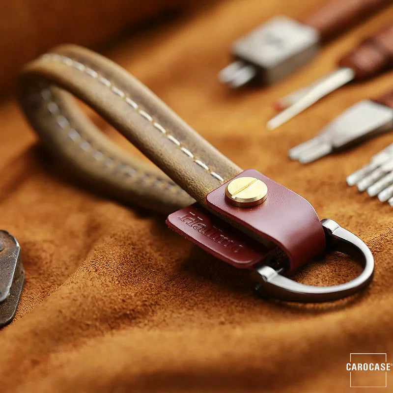 Bracelet porte-clés en cuir de qualité supérieure avec coutures décoratives incluses. carabine