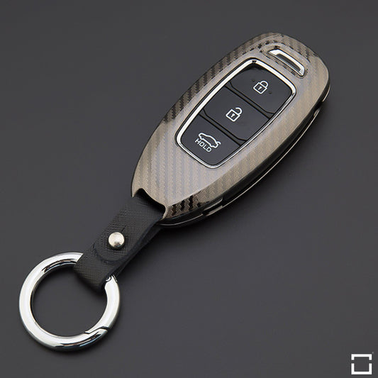 Premium carbon look aluminum, aluminum-zinc key cover suitable for Hyundai key HEK32-D9