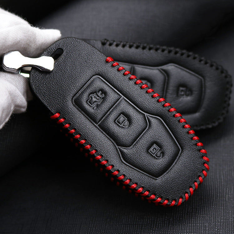 Leder Schlüssel Cover mit Ziernahnt passend für  Schlüssel  LEK18-F3