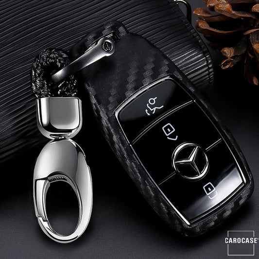 Silicone carbon look key cover suitable for Mercedes-Benz key black SEK3-M9