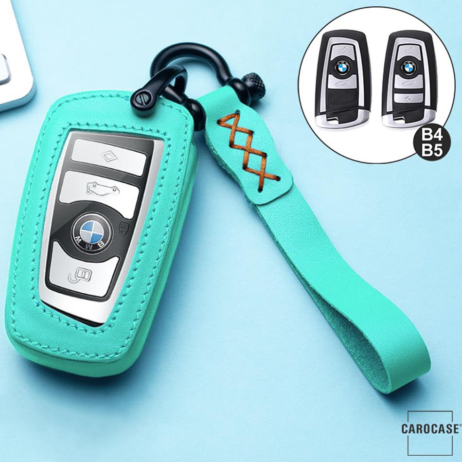 Leather key cover incl. leather strap &amp; carabiner suitable for BMW key LEK53-B4