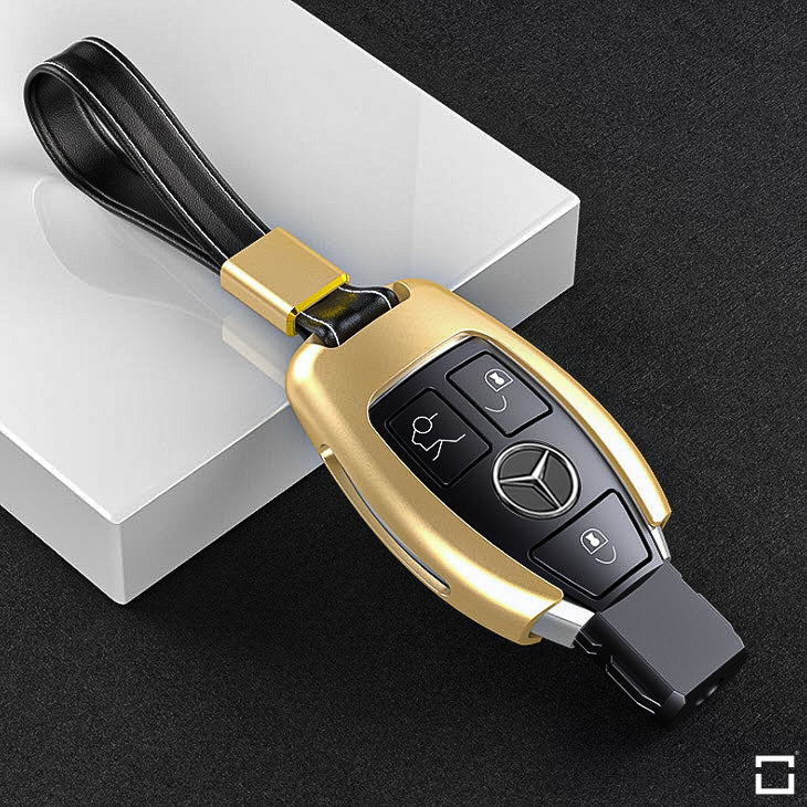 Cache-clé en aluminium pour clés Mercedes-Benz avec bracelet en cuir HEK34-M7