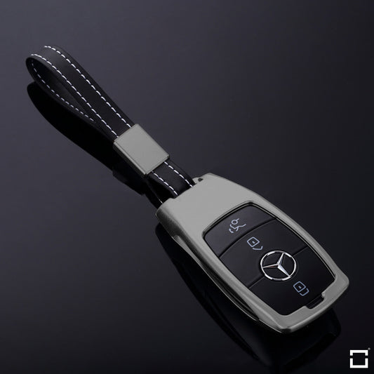 Aluminum key cover for Mercedes-Benz keys including leather strap HEK34-M9