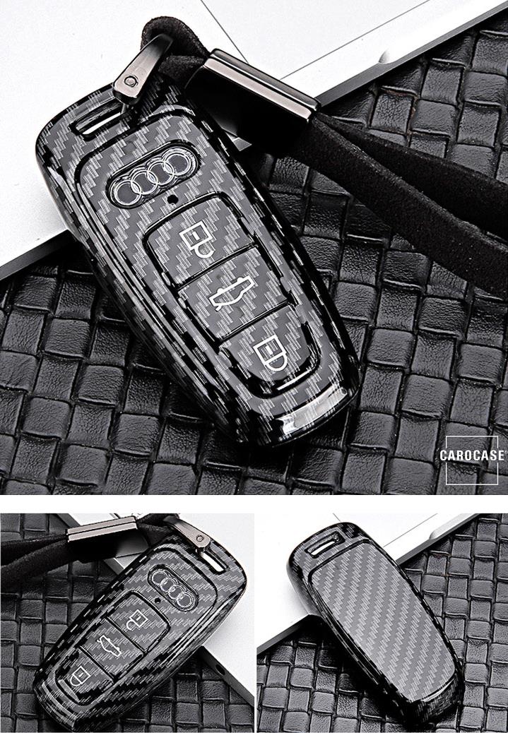 Carbon Look Schlüssel Cover passend für Audi Schlüssel schwarz HEK47-AX7-1