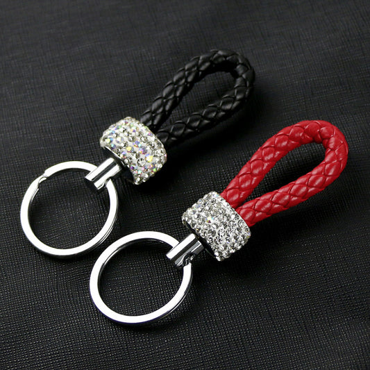 Mini keychain leather strap with crystal decoration incl. Keyring