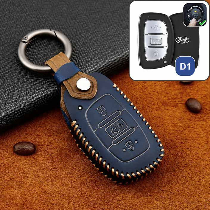 Leder Schlüsselhülle Fernbedienung Cover Schutz Etui für Hyundai