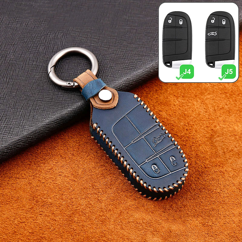 Premium leather cover suitable for Jeep, Fiat key + fob LEK60-J5