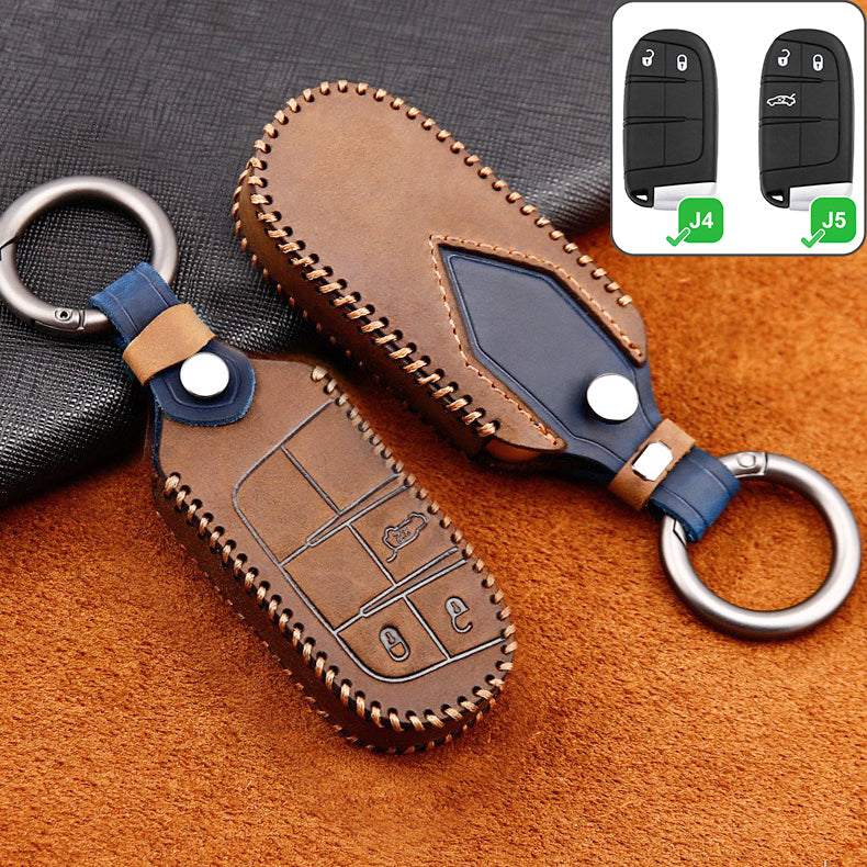 Premium leather cover suitable for Jeep, Fiat key + fob LEK60-J5