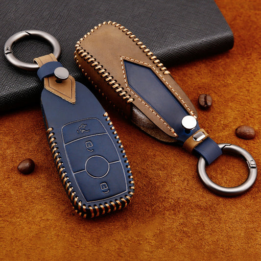 Premium leather cover suitable for Mercedes-Benz key + pendant LEK60-M9
