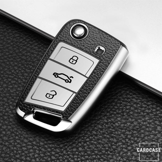 Silicone leather-look key cover suitable for Volkswagen, Skoda, Seat key SEK13-V3