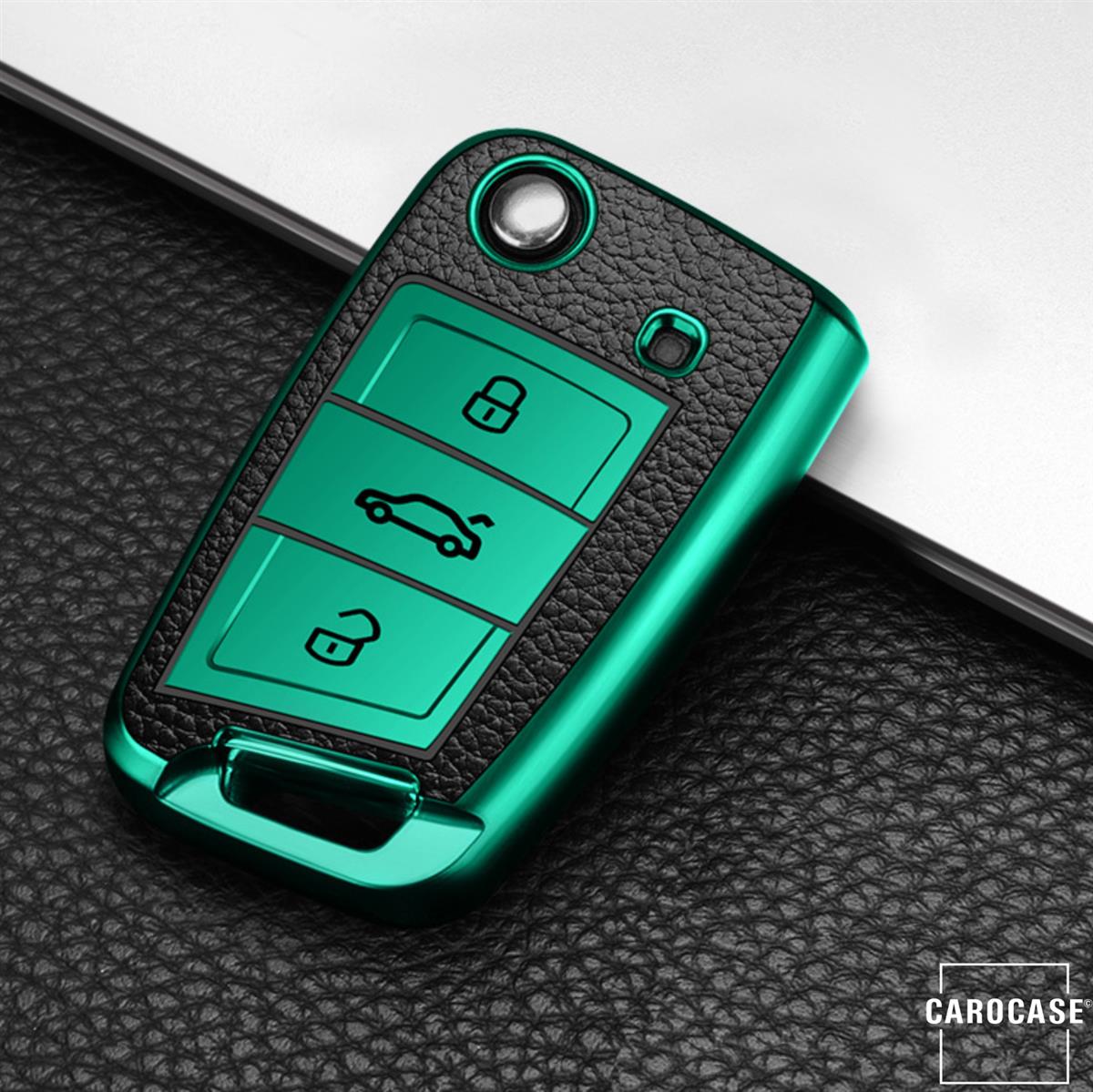 Silikon Leder-Look Schlüssel Cover passend für Volkswagen, Skoda