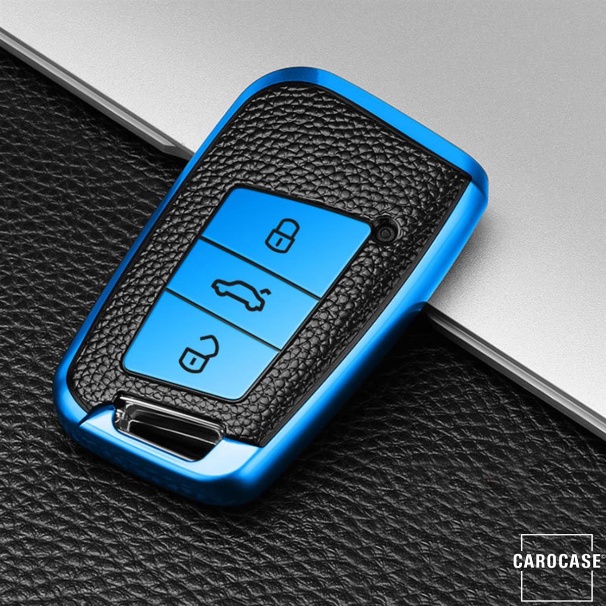 Silikon Leder-Look Schlüssel Cover passend für Volkswagen, Skoda, Seat  Schlüssel SEK13-V4