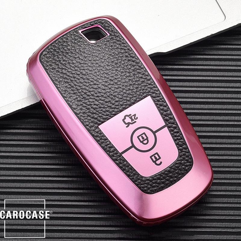 Silicone leather-look key cover suitable for Ford key SEK13-F8