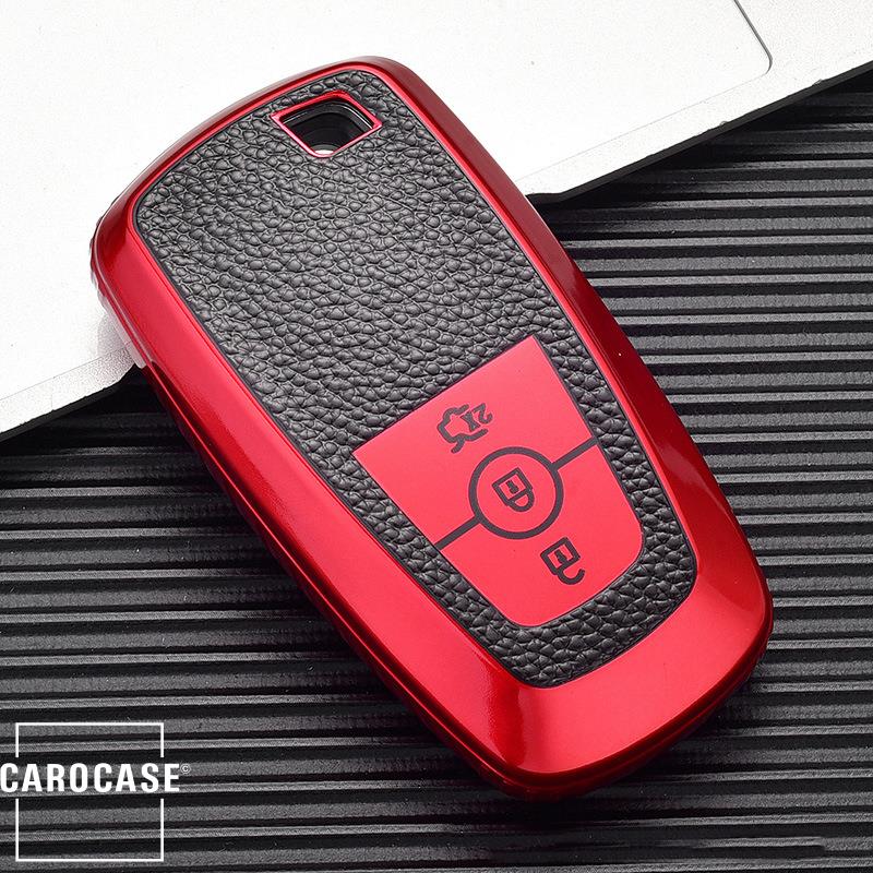 Silicone leather-look key cover suitable for Ford key SEK13-F8