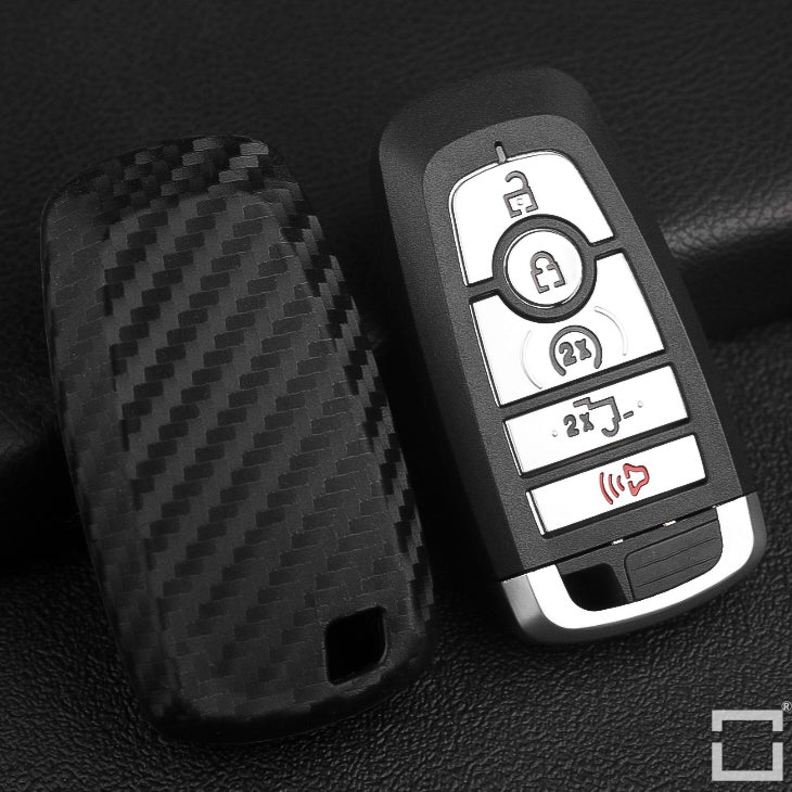 Silicone carbon look key cover suitable for Ford key black SEK3-F9