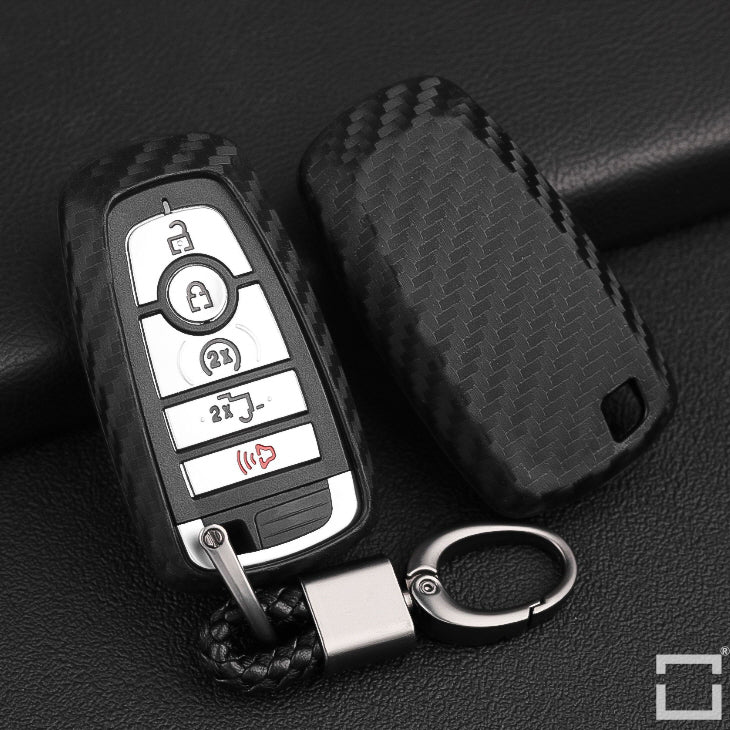 Silicone carbon look key cover suitable for Ford key black SEK3-F9