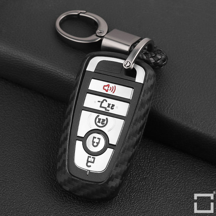 Silicone carbon look key cover suitable for Ford key black SEK3-F9