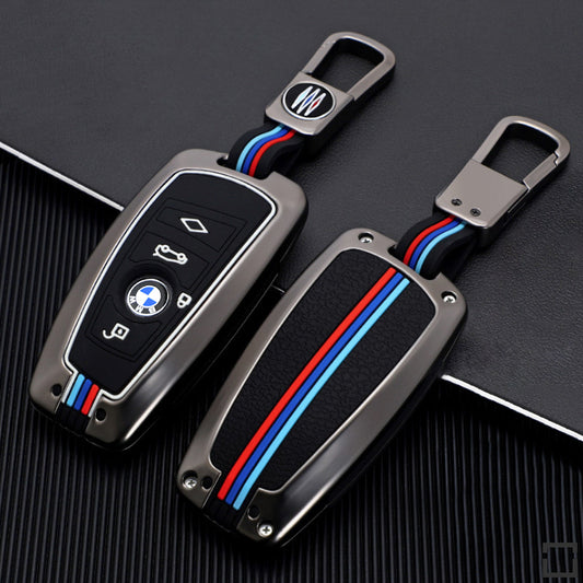 Cache-clé en aluminium premium pour clés BMW avec protection de clé en silicone + HEK10-B5 phosphorescent