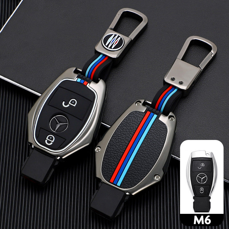 Premium aluminum key cover for Mercedes-Benz keys with silicone key protection + glow-in-the-dark HEK10-M6