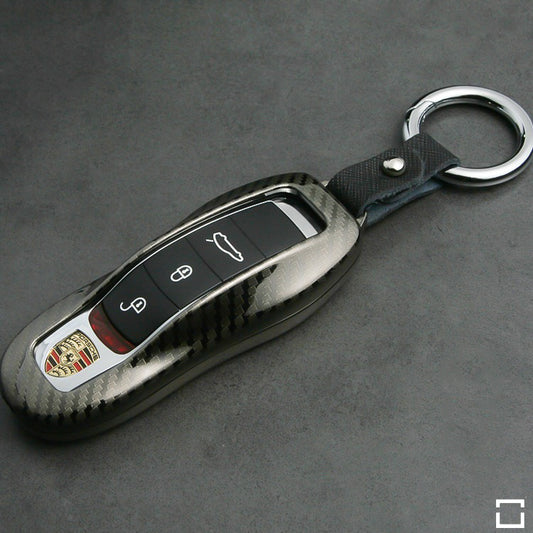 Premium carbon-look aluminum, aluminum-zinc key cover suitable for Porsche key HEK32-PEX-S226