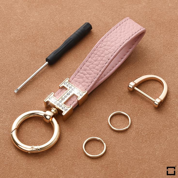 Decorative key ring leather strap with crystal decoration incl. Keyring