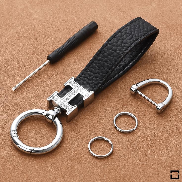 Decorative key ring leather strap with crystal decoration incl. Keyring