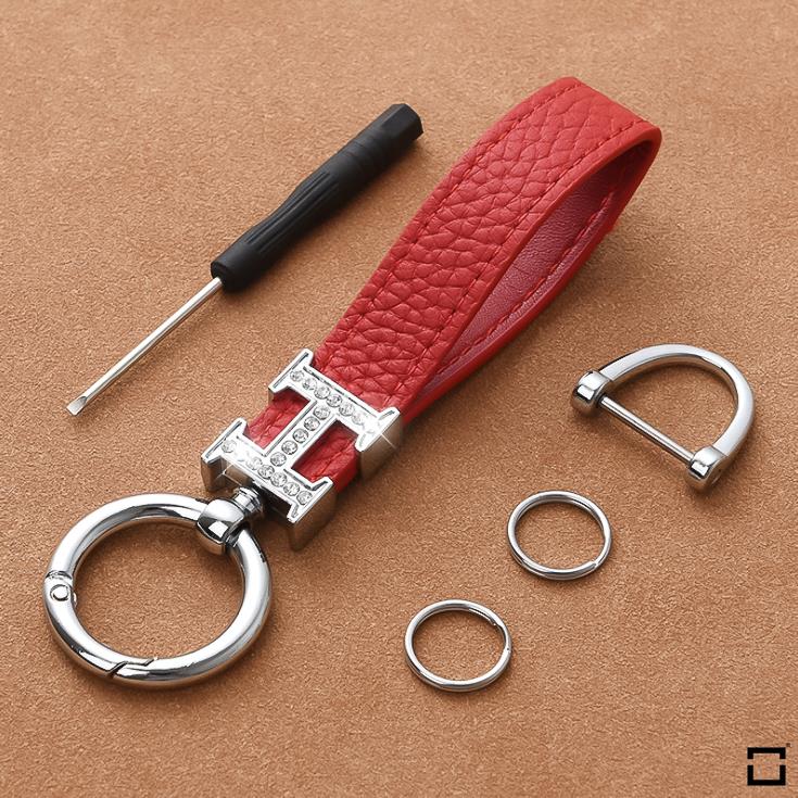 Decorative key ring leather strap with crystal decoration incl. Keyring