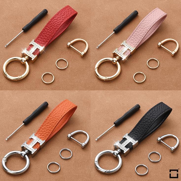 Decorative key ring leather strap with crystal decoration incl. Keyring