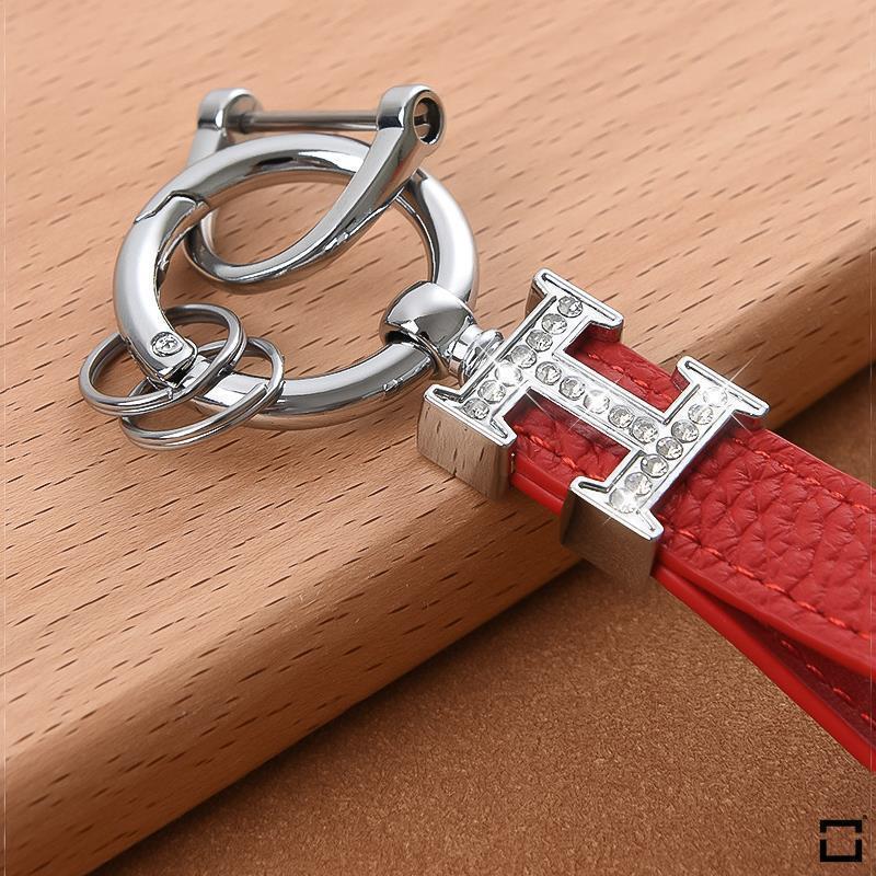 Decorative key ring leather strap with crystal decoration incl. Keyring