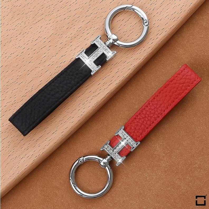 Decorative key ring leather strap with crystal decoration incl. Keyring