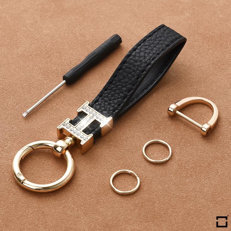 Decorative key ring leather strap with crystal decoration incl. Keyring