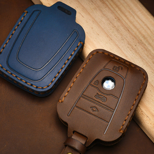 Premium leather key cover / protective cover (LEK65) suitable for BMW keys including key ring