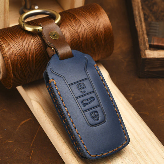 Premium leather key cover / protective cover (LEK65) suitable for Volkswagen keys including key ring
