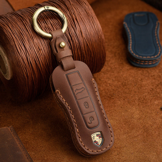 Premium leather key cover / protective cover (LEK65) suitable for Volkswagen keys including key ring