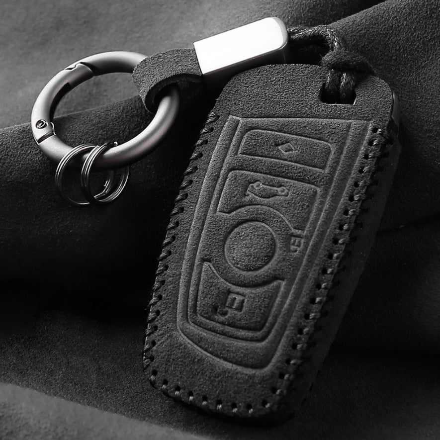 Alcantara key cover (LEK69) suitable for BMW keys including carabiner + key ring