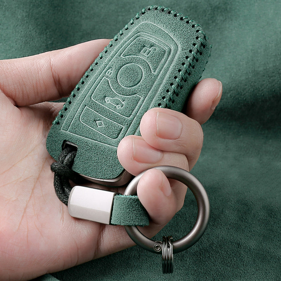 Alcantara key cover (LEK69) suitable for BMW keys including carabiner + key ring