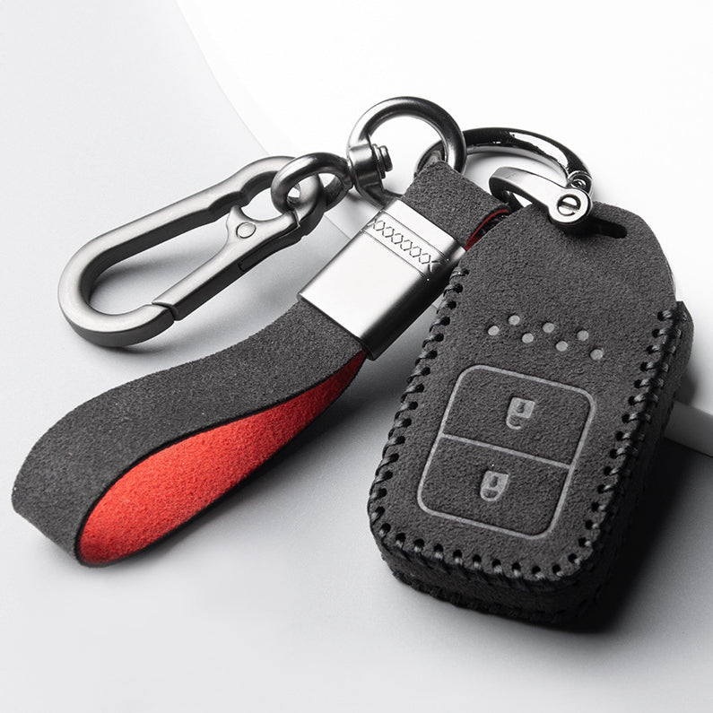 Cache-clé en Alcantara (LEK76) adapté aux clés Honda avec porte-clés - noir