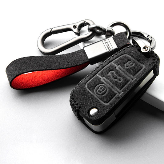 Alcantara key cover (LEK76) suitable for Audi keys including key ring - black