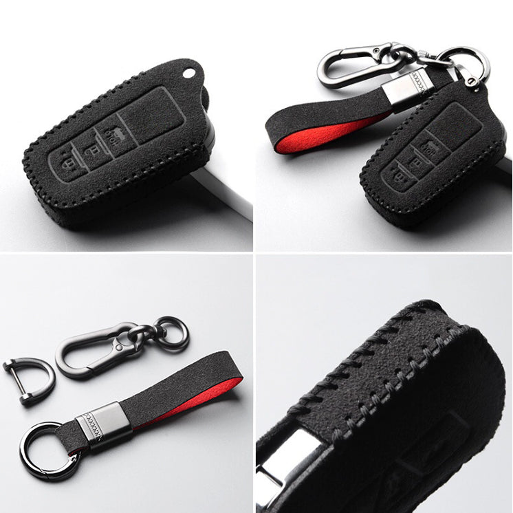 Alcantara key cover (LEK76) suitable for Toyota keys including key fob - black