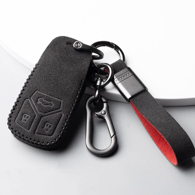 Alcantara Schlüsselhülle (LEK76) passend für Audi Schlüssel inkl. Schlüsselanhänger - schwarz keyholster.com | the case company 