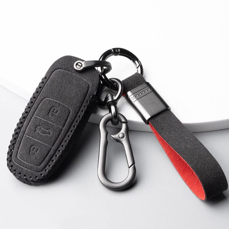 Alcantara Schlüsselhülle (LEK76) passend für Audi Schlüssel inkl. Schlüsselanhänger - schwarz keyholster.com | the case company 