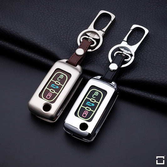 Alu Hartschalen Schlüssel Cover passend für Citroen, Peugeot Autoschlüssel mit Leuchtfunktion HEK17-PX2 keyholster.com | the case company 