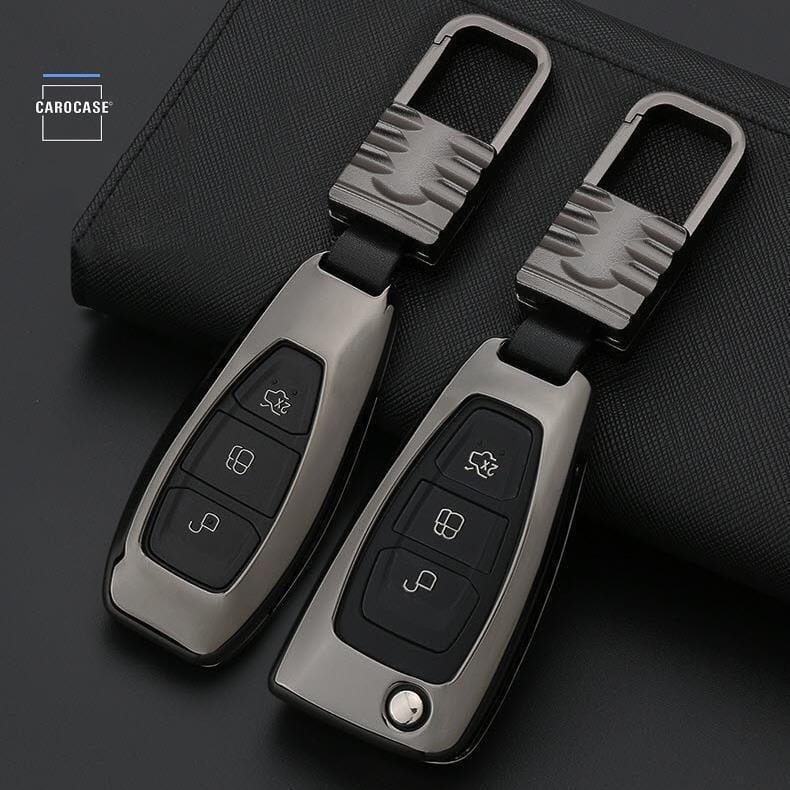 Alu Hartschalen Schlüssel Cover passend für Ford Autoschlüssel HEK13-F4 keyholster.com | the case company silber 