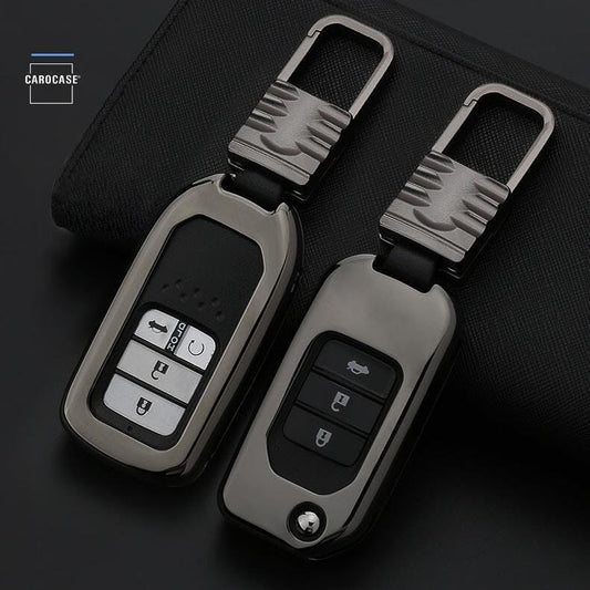 Alu Hartschalen Schlüssel Cover passend für Honda Autoschlüssel HEK13-H11, H12, H13, H14, H15, H16 keyholster.com | the case company silber 